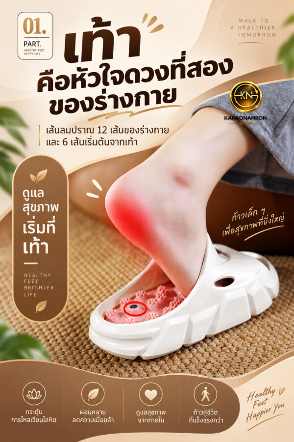 ChatGPT Image 12 ก.ย. 2569 12_33_56 รองเท้านวดกดจุด รองเท้าแตะเพื่อสุขภาพ พื้นปุ่มนวด มีปุ่มนวดพิเศษแม่เหล็ก รองเท้าใส่ในบ้าน น้ำหนักเบา ไซซ์ 37-45